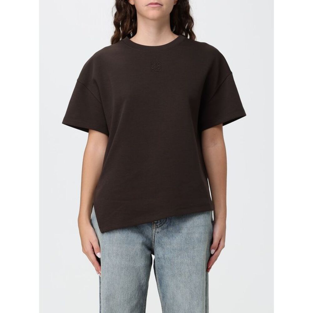 Loewe Women Asymmetrical Hem Cotton Crew-Neck T-Shirt Loewe With Short Sleeves